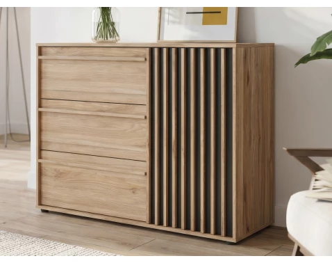Komoda Arank 118  cm, dub mauvella/černá