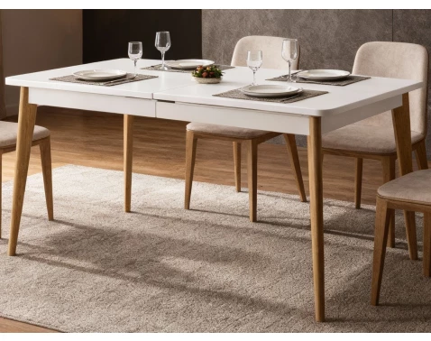 Rozkládací jídelní stůl Nordi 140x80 cm, dub/bílý