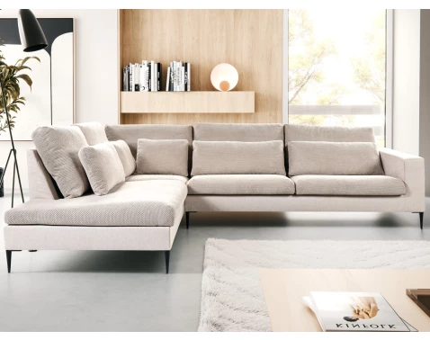 Rohová sedačka Romeo, béžová strukturovaná látka, levý roh