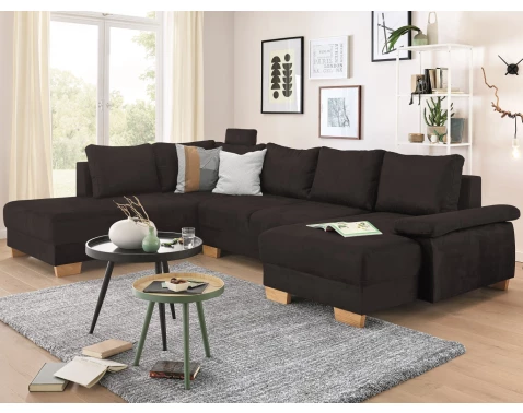 Sedací souprava Chivas, tvar levé U, temně hnědá látka