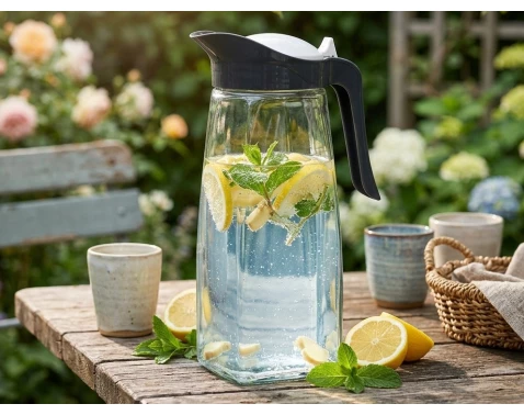 Skleněný džbán Excellent 1,5 l, bílá/šedá