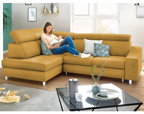 Rohová sedací souprava Brico, žlutá kari látka, levý roh