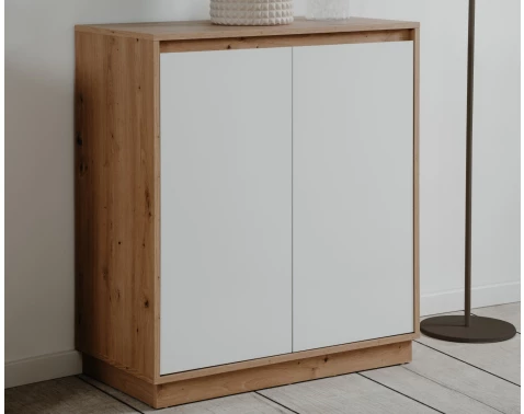 Skříňka Dallas, 79 cm, dub artisan/leskle bílá