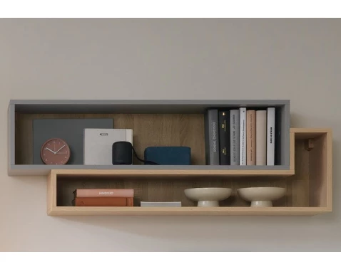 Závěsný regál Room 115 cm, dub biscuit/šedý