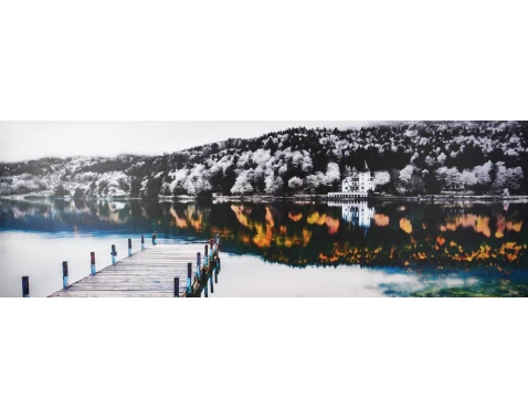 Levně Obraz na plátně Krajina 150x50 cm, černobílá/barevná