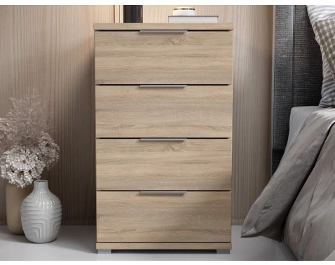 Noční stolek/skříňka se 4 zásuvkami Smilla, výška 79 cm, dub sonoma