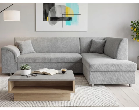 Rohová sedací souprava Bernett, holubí šedá látka, pravý roh
