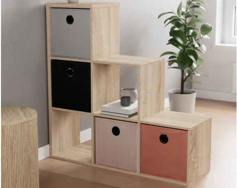 Levně Regál Step Max, 6 přihrádek, dub sonoma
