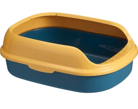 Kočičí toaleta s vysokým okrajem Clark 40x29 cm, modrá/zelená