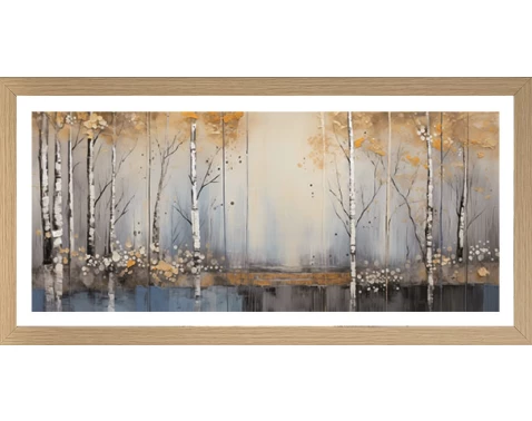 Rámovaný obraz Břízy 49x23 cm, buk