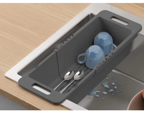 Výsuvný odkapávač do dřezu 35-52 cm, šedý