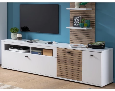 TV skříňka Rovigo 195  cm, dub nox/bílá