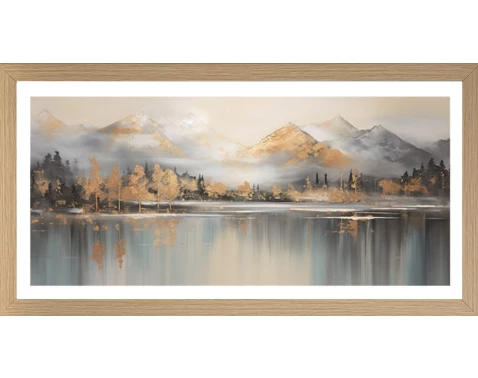 Rámovaný obraz Horská krajina 49x23 cm, efekt ruční malby