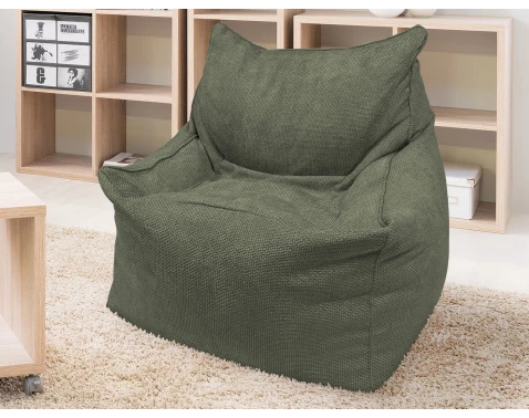 Sedací pytel Norvik, olivově zelená strukturovaná tkanina