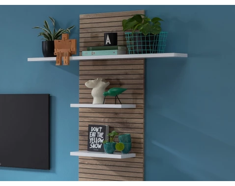 Levně Nástěnný panel s policemi Rovigo 70 cm, dub nox/bílá
