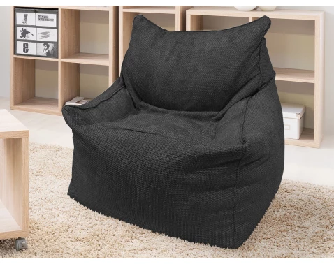 Sedací pytel Norvik, černá strukturovaná tkanina