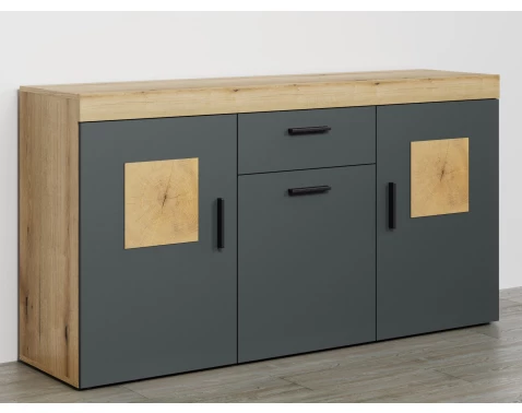 Komoda se šuplíkem Tyler 160 cm, antracit/dub evoke