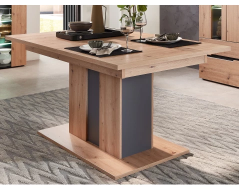 Rozkládací jídelní stůl Memphis 160x90 cm, dub artisan/grafit