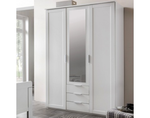 Šatní skříň Nadja, 135 cm, bílá/zrcadlo - Bílá