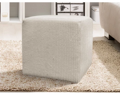 Taburet Bali, 40x40 cm, světle béžová strukturovaná látka