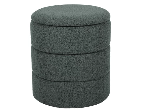 Kulatý taburet s úložným prostorem Picardo, šedo-zelená látka