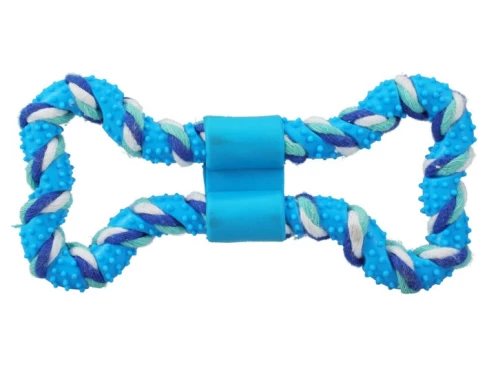 Hračka pro psa Přetahovací kost 19 cm, modrá/růžová