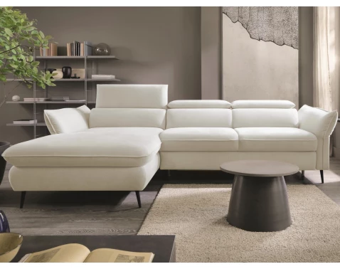 Rohová sedací souprava Mango, krémová látka, levý roh