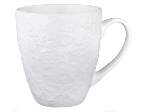 Levně Hrnek 530 ml, bílý květinový