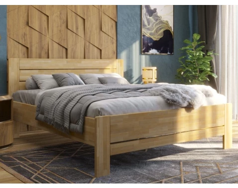 Manželská postel Ingrid 180x200 cm, přírodní buk, roštem