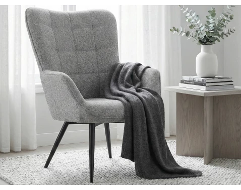 Křeslo Hannah, světle šedá tkanina