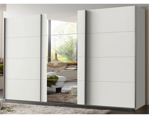 Šatní skříň Bern 360×236 cm bílá — 3 posuvné dveře