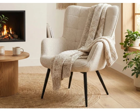 Křeslo Hannah, světle béžová tkanina