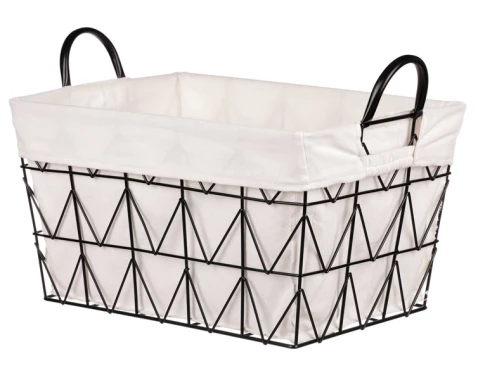Úložný košík 40x22 cm, kov/látka