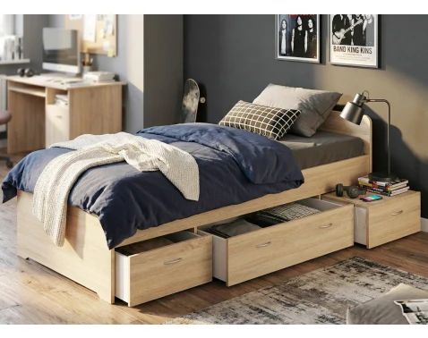 Postel se zásuvkami Boro 2, 90x200 cm