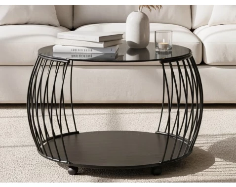 Kulatý konferenční stolek Shanghai, 60 cm, černý/šedý