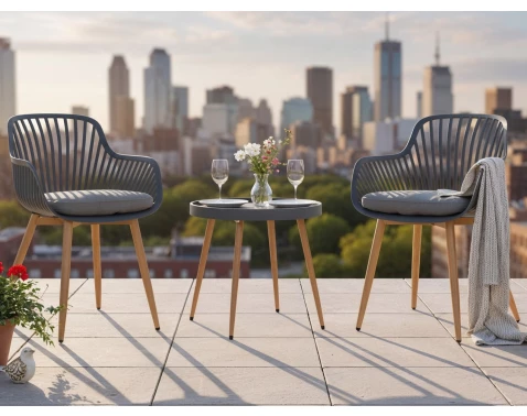 Malý set zahradního nábytku Ziggy, šedý, 3 díly