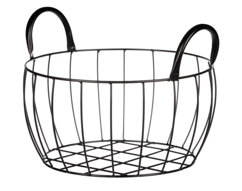 Úložný košík černý kov, 27x14 cm