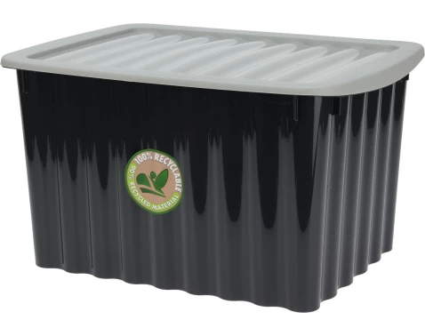 Úložný box s víkem 60x35 cm, černý, recyklovaný plast