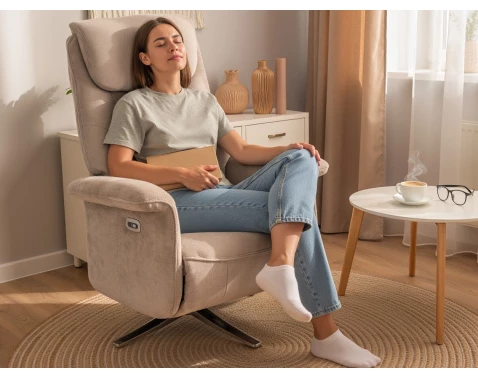 Křeslo s elektrickým polohováním Locarno, béžová látka