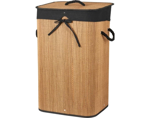 Koš na prádlo 60 cm, bambus/černá