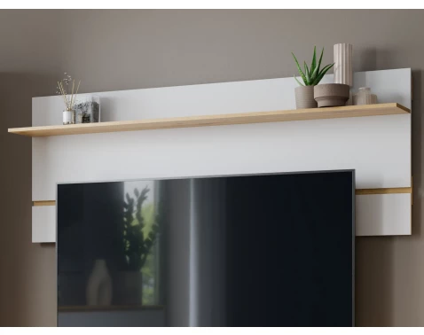 Nástěnný panel s policí Foggia 188 cm, dub artisan/bílá