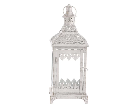 Kovová lucerna Cinti 39 cm, bílá antik