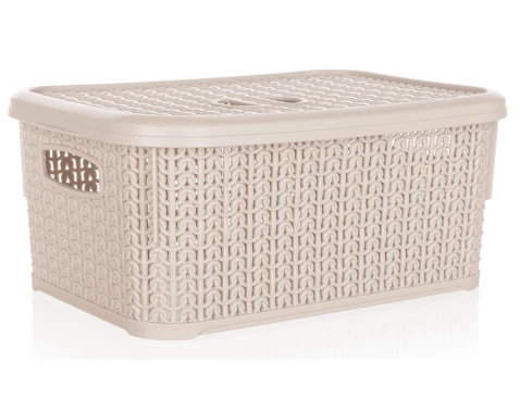Úložný košík 6 l, krémový, ratanový vzhled
