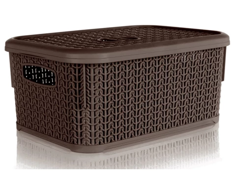 Úložný košík 6 l, hnědý, ratanový vzhled
