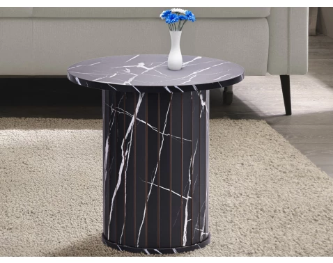 Kulatý odkládací stolek Treviso, 40 cm, černý mramor