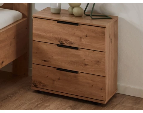 Levně Noční stolek se 3 zásuvkami Nadja, dub artisan