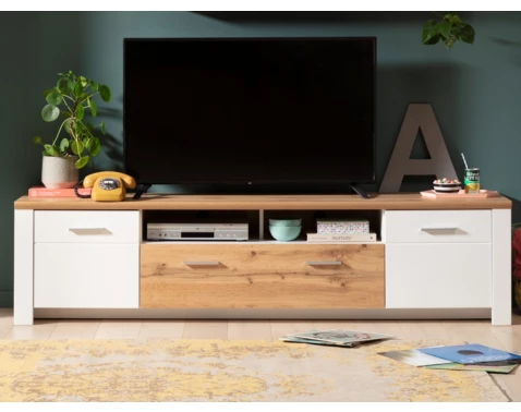 TV skříňka Matera, 209 cm, starý dub/bílá