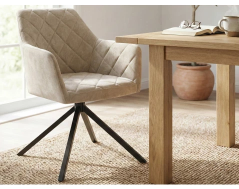 Otočná jídelní židle Patti, béžová látka