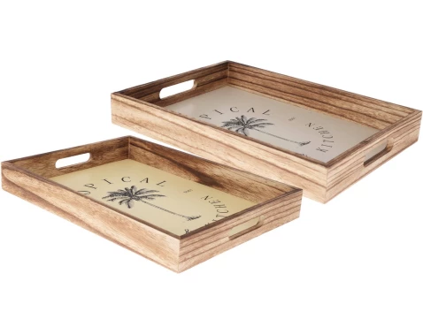Servírovací podnos (sada 2 ks) dřevo paulovnie