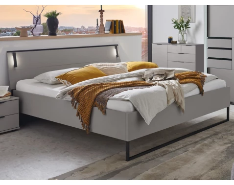 Postel s osvětlením Tilburg 180x200 cm, šedá sahara